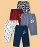 OHMS Single Jersey Knit Full Length Track Pants Animal And Nasa Text Print Pack Of 5 - Blue Black White & Maroon