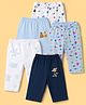 OHMS Single Jersey Knit Full Length Track Pants Sailboat & Nautical Print Pack Of 5 - Blue Navy Blue & White