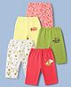 OHMS Single Jersey Knit Full Length Track Pants Animal And Time To Move Forward Text Print Pack Of 5 - Red Pink Yellow & Olive Green