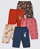 OHMS Single Jersey Knit Full Length Track Pants Animal And Vehicle Print Pack Of 5 - Red Pink Orange & Blue