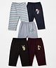 OHMS Single Jersey Knit Full Length Ankle Length Lounge Pant With Animal Print Pack of 5 in Light Blue Black Navy Blue
