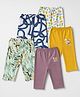 OHMS Single Jersey Knit Full Length Abstract & Elephant Print Lounge and Track Pants Pack of 5 - Yellow Purple Green & Blue