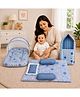 Toddylon New Born Baby Mattress with Net Carry Bag & Bedding Set 0-6 Months - Blue