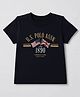 US Polo Assn 100% Cotton Knit T-Shirt with Half Sleeves and Brand Print - Navy Blue