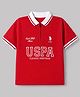 US Polo Assn Cotton Knit Polo T-Shirt with Half Sleeves and USPA Classic Heritage Embroidery - Red