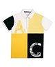 My Milestones Cotton Knit Half Sleeves Alphabets Printed Colour Blocked Polo Tee - Multi Colour
