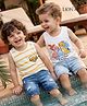 Babyoye Disney Cotton Lycra Knit Sleeveless Vests With Lion King Graphic Pack of 2 - White & Yellow