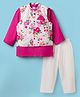 Saka Designs Cotton Woven Full Sleeves Kurta and Pajama Set With Jacket and Floral Print in Pink