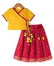 Saka Designs Cotton Woven Half Sleeves Printed Choli & Lehenga Set - Mustard