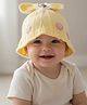 Trubliz Cotton Woven Floral & Bow Applique Detailed Summer Hat - Yellow - Circumference - 45 - 50 Cms