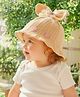 Trubliz Cotton Woven Floral & Bow Applique Detailed Summer Hat -Yellow - Circumference - 45 - 50 Cms