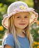 Trubliz Floral Applique Detailed & Schiffli Embroidered Summer Hat - Light Beige - Circumference - 52 - 56 Cms