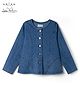 Arias Cotton Denim Woven Full Sleeves Top with Stone Stud Detailling - Blue