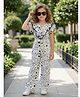 Cutiekins Woven Frill Sleeves Polka Dot Printed Jumpsuit - White & Black