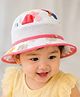 Akinos Kids Cotton Woven Ice Cream Printed Hat - Pink & White - Circumference 15 Cm