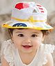 Akinos Kids Cotton Woven Ice Cream Printed Hat - Yellow & White - Circumference 15 Cm