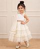 KIDSDEW Net Woven Sleeveless Glitter Embellished & Foral Applique Detailed Lehenga Choli Set - White