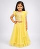 KIDSDEW Net Woven Ruffle Cap Sleeves Sequins Embellished Lehenga Choli Set - Yellow