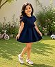 Kidsdew Cotton Woven Half Sleeves Floral Applique Detailed Dress - Navy Blue