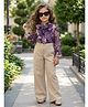 Cutiekins Woven Full Sleeves Abstract Printed Top & Trouser - Purple & Beige