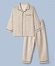 Evimo Single Jersey Knit Full Sleeves Co-Ords Shirt & Pyjama Night Suit with Checks Print - Beige