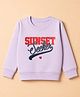 Evimo Cotton Looper Knit T-Shirt with Full Sleeves and Sunset Seeker Text Print - Violet