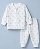 Pink Rabbit Sinker Knit Full Sleeves Co-Ords T- Shirt & Pyjama Night Suit with Koala Print - White