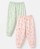 Pink Rabbit Interlock Knit Full Length Lounge Pant With Animal Print Pack of 2 - Pink Green