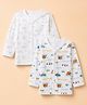 Pink Rabbit Sinker Knit Full Sleeves Jhablas With Vehicle Print Pack of 2 - White