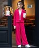 OLLINGTON ST. Waffle Knit Full Sleeves Jacket With Inner Top & Pant Set - Dark Pink