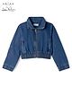Arias Cotton Mix Woven Full Sleeves Denim Mid Washed Jacket With Pockets & Metal Zipper - Blue