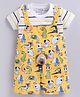 MUSHROO Textile Knit Animals Printed Dungaree With Half Sleeves Tee - Yellow