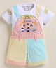 MUSHROO Textile Knit Half Sleeve Checked Dungaree With Tee - Yellow