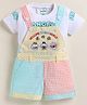 MUSHROO Textile Knit Half Sleeve Checked Dungaree With Tee - Green