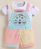 MUSHROO Textile Knit Half Sleeve Checked Dungaree With Tee - Orange