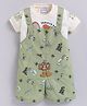 MUSHROO Textile Knit Half Sleeves Typography Printed Tee Dungaree With Half Sleeves Tennis Theme Printed Tee - Green
