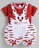 MUSHROO Knitted Knit Half Sleeves Tee & Abstract Printed Dungarees  - Red
