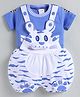 MUSHROO Knitted Knit Half Sleeves Tee & Abstract Printed Dungarees  -Blue