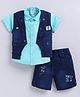 MUSHROO Textile Knit Half Sleeves Solid Shirt & Shorts  With Jacket - Rama Green