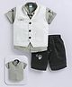 MUSHROO Textile Knit Half Sleeves Badge Printed Shirt & Shorts Swet With Jacket - Pista Green