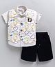 MUSHROO Textile Knit Half Sleeves Shirt & Shorts With Abstract Printed Jacket  -Lemon