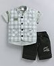 MUSHROO Textile Knit Half Sleeves Shirt & Shorts With Checked Jacket  - Green