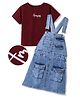 OLLINGTON ST. Denim Knit Pinafore With Inner Tee - Blue