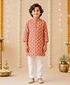 The Magic Wand Woven Full Sleeves Abstract Printed Kurta &  Pyjama Set - Yellow