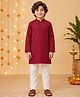 The Magic Wand Cotton Woven Hand Block Printed Full Sleeves Kurta & Pyjama Set - Maroon