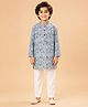 The Magic Wand Cotton Woven Floral Printed Full Sleeves  Kurta & Pyjama Set - Grey