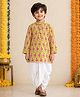 The Magic Wand 100% Cotton Woven Full Sleeves Floral Printed Kurta & Dhoti Set - Yellow