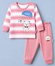 Child World Cotton Interlock Knit Full Sleeves T-Shirt and Pant with Bear Print - Pink