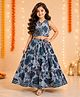 The Magic Wand Cotton Woven Sleeveless Floral Printed Choli &  Lehenga Set - Grey