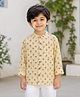 The Magic Wand Cotton Woven Full Sleeves Abstract Printed Kurta - Yellow